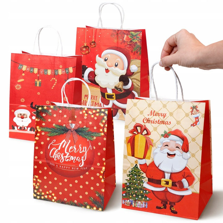 Zestaw świątecznych toreb papierowych 12 szt. Czerwony