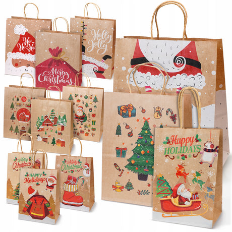 Zestaw świątecznych toreb papierowych 12 szt. Merry Christmas