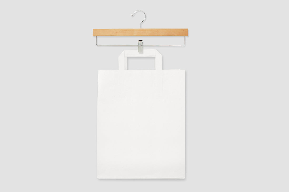 Torba papierowa 320x160x430mm z uchwytem płaskim Biała