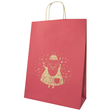 Torba papierowa świąteczna 240x100x320mm Czerwona Mikołaj