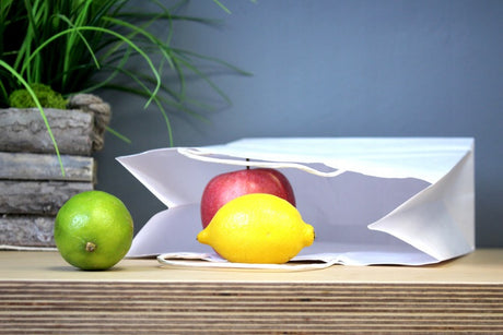 Torba papierowa 330x160x380mm z uchwytem skręcanym Biała