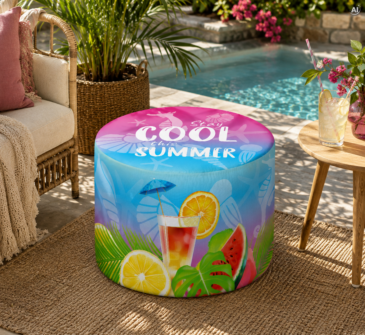 Pufa Okrągła Podnóżek Stay Cool This Summer