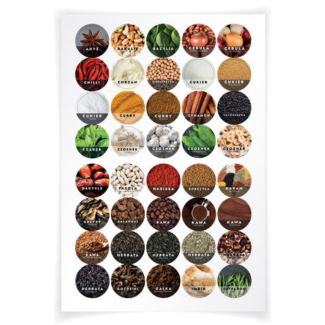Naklejki na przyprawy KOLOROWE 160szt.