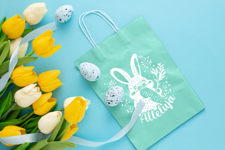 Torba papierowa 240x100x320mm Zielony Pastel ALLELUJA ZAJĄCZEK 50szt.