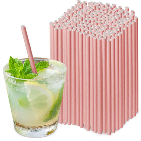 Słomki papierowe RÓŻOWE 20cm ekologiczne 250szt