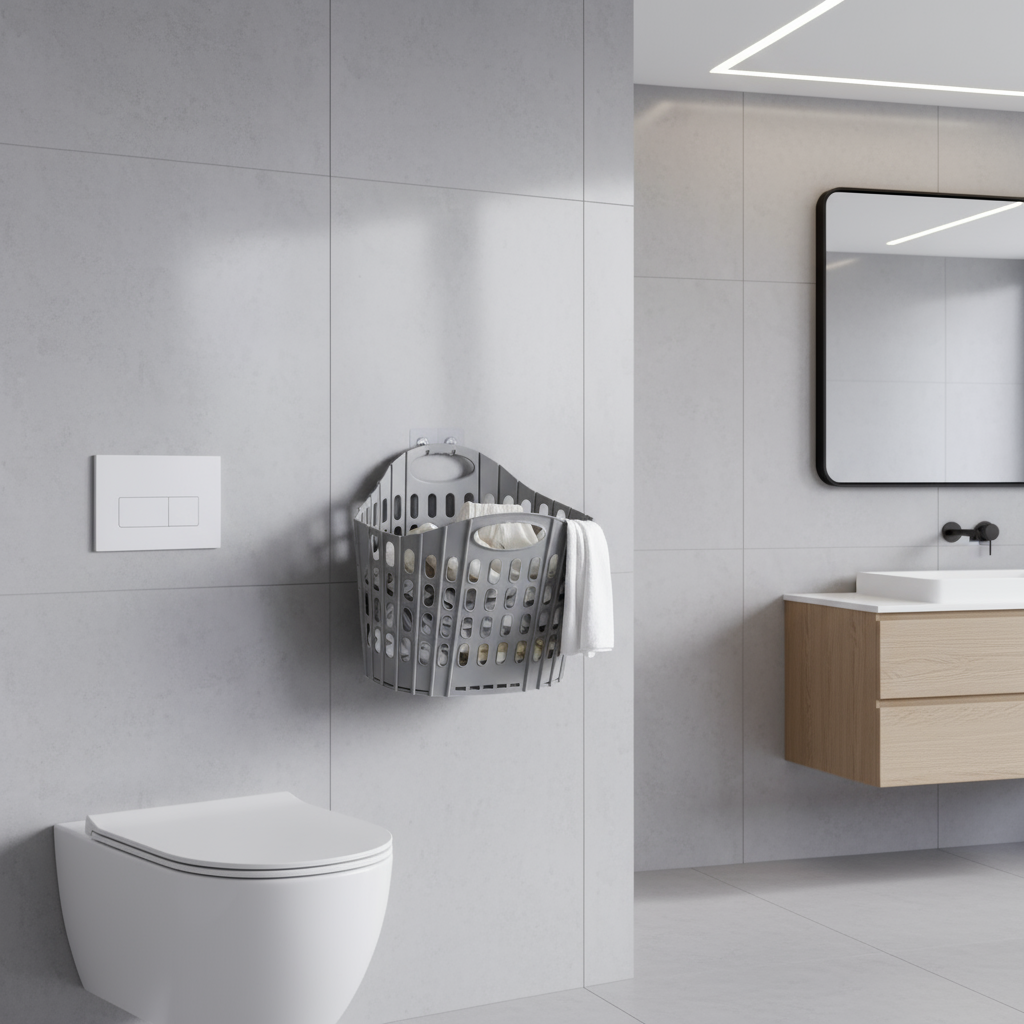 Kosz na pranie plastikowy z uchwytami składany