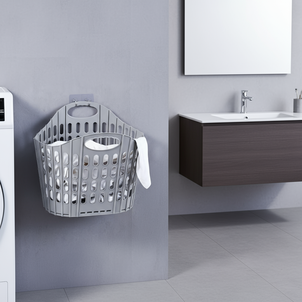 Kosz na pranie plastikowy z uchwytami składany