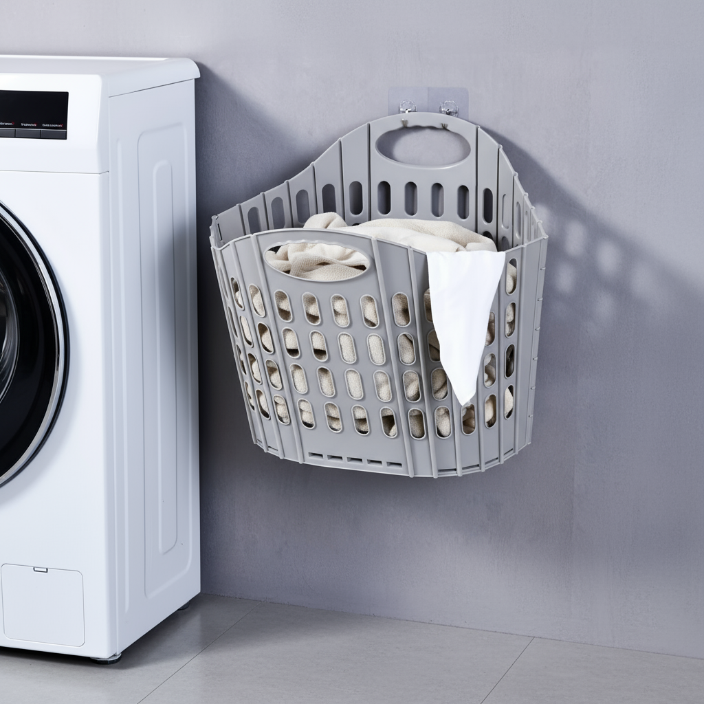 Kosz na pranie plastikowy z uchwytami składany