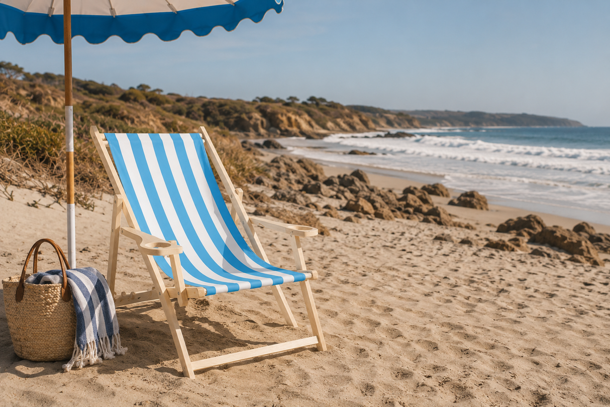 Leżak drewniany z podłokietnikiem BLUE HAWAIIAN
