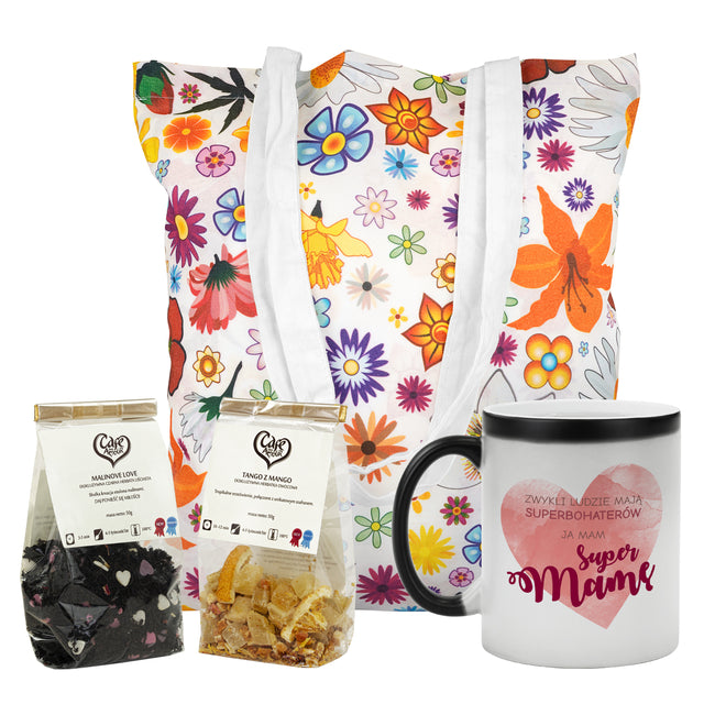 Zestaw prezentowy na Dzień Matki - kubek torba herbata