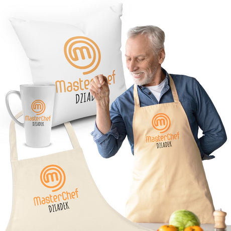 Zestaw Fartuch,Kubek,Poduszka Dziadek Masterchef Prezent na Dzień Dziadka