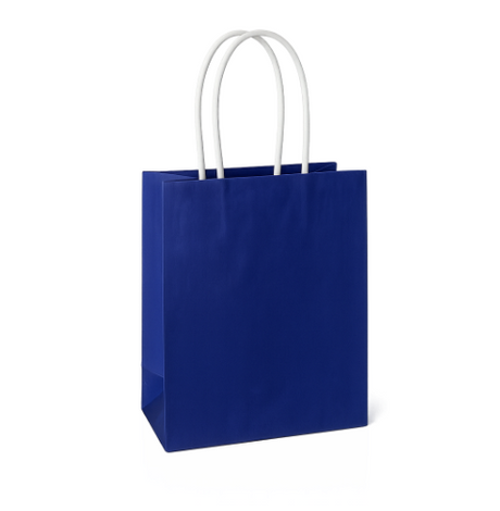 Torba papierowa z uchwytem skręcanym 180x80x220mm Granatowa Premium