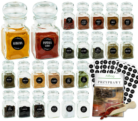 Słoiki na przyprawy 150ml 24 sztuki+ 200 naklejek+ czerpak+EBOOK