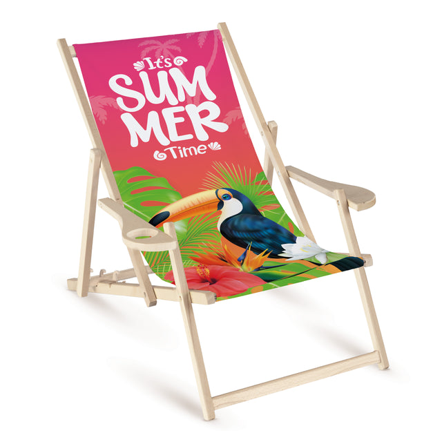 Leżak drewniany z podłokietnikiem SUMMER VIBE