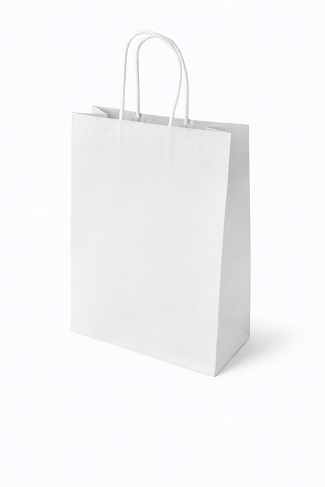 Torba papierowaz uchwytem skręcanym 240x100x340mm Biała Premium