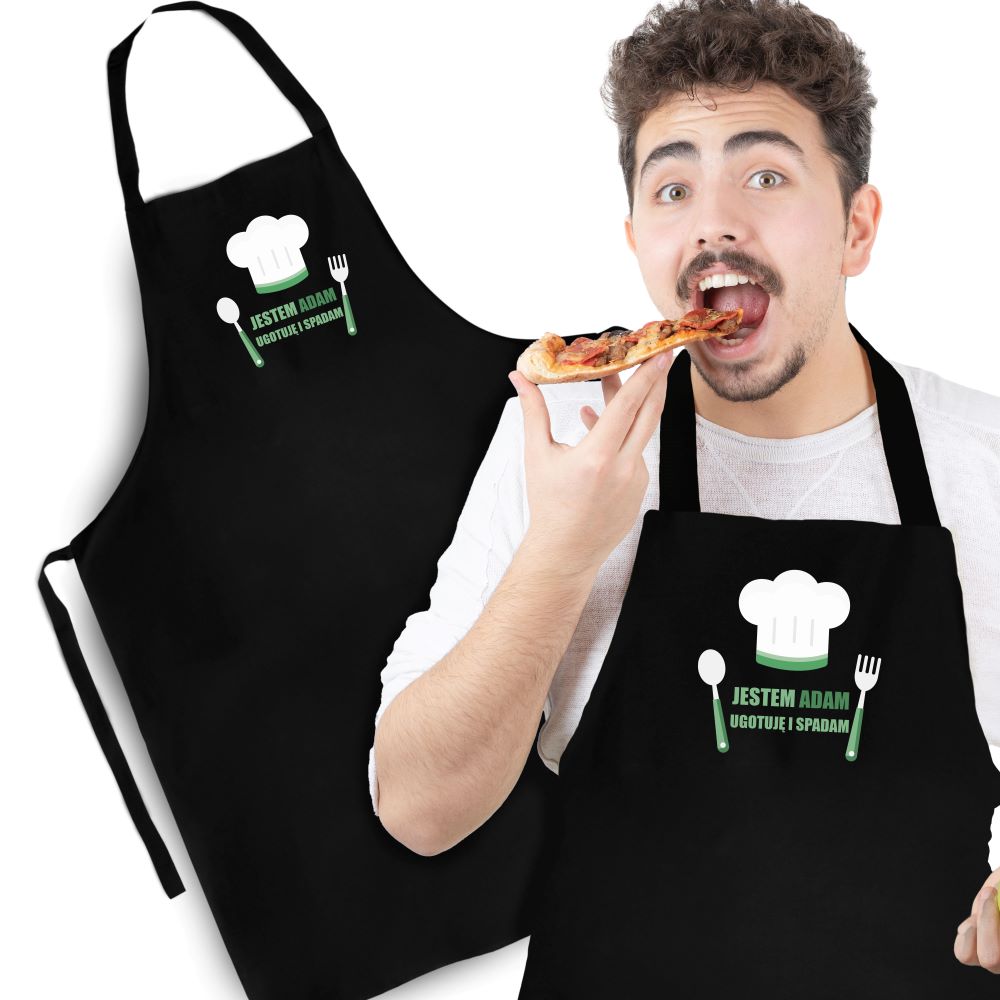 Fartuch kuchenny bawełniany UGOTUJE I SPADAM+ IMIĘ