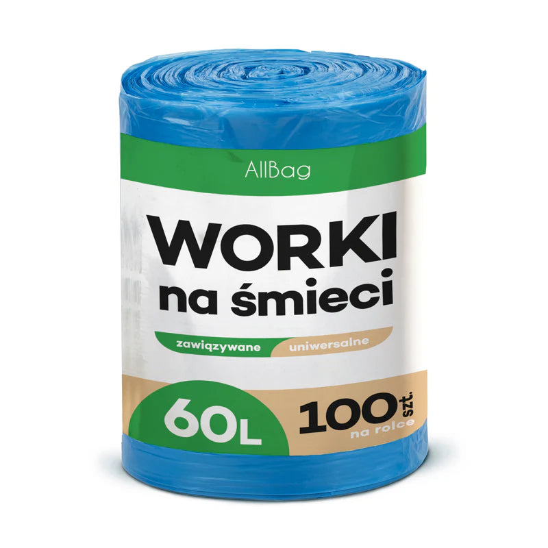 Niebieskie WIĄZANE worki na śmieci 120L