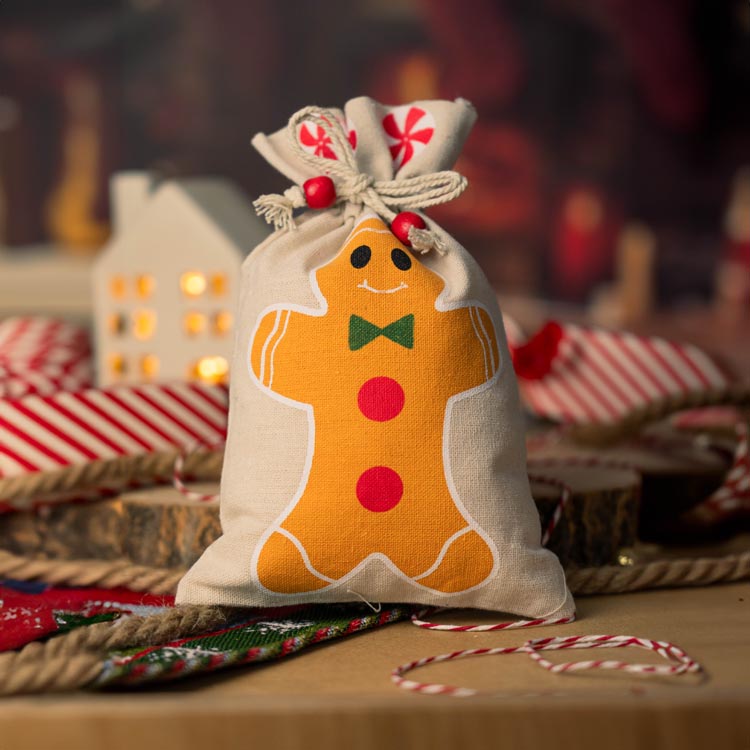 Woreczki bawełniane 140x225mm z motywem świątecznym