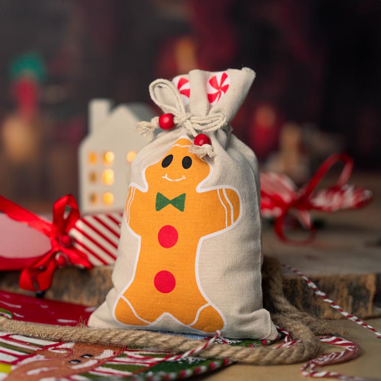 Woreczki bawełniane 140x225mm z motywem świątecznym