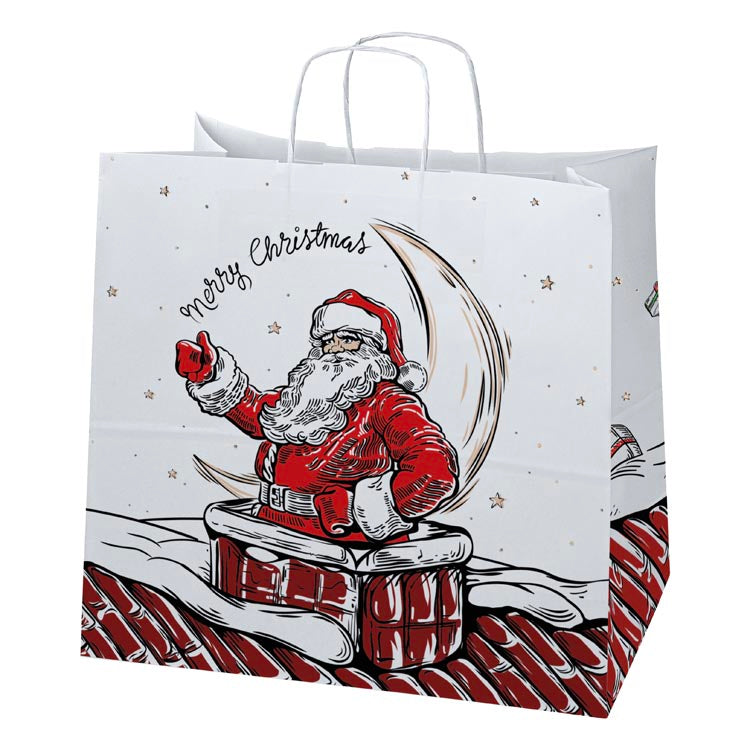 Torba papierowa świąteczna 400x180x390 mm Mikołaj i Elf